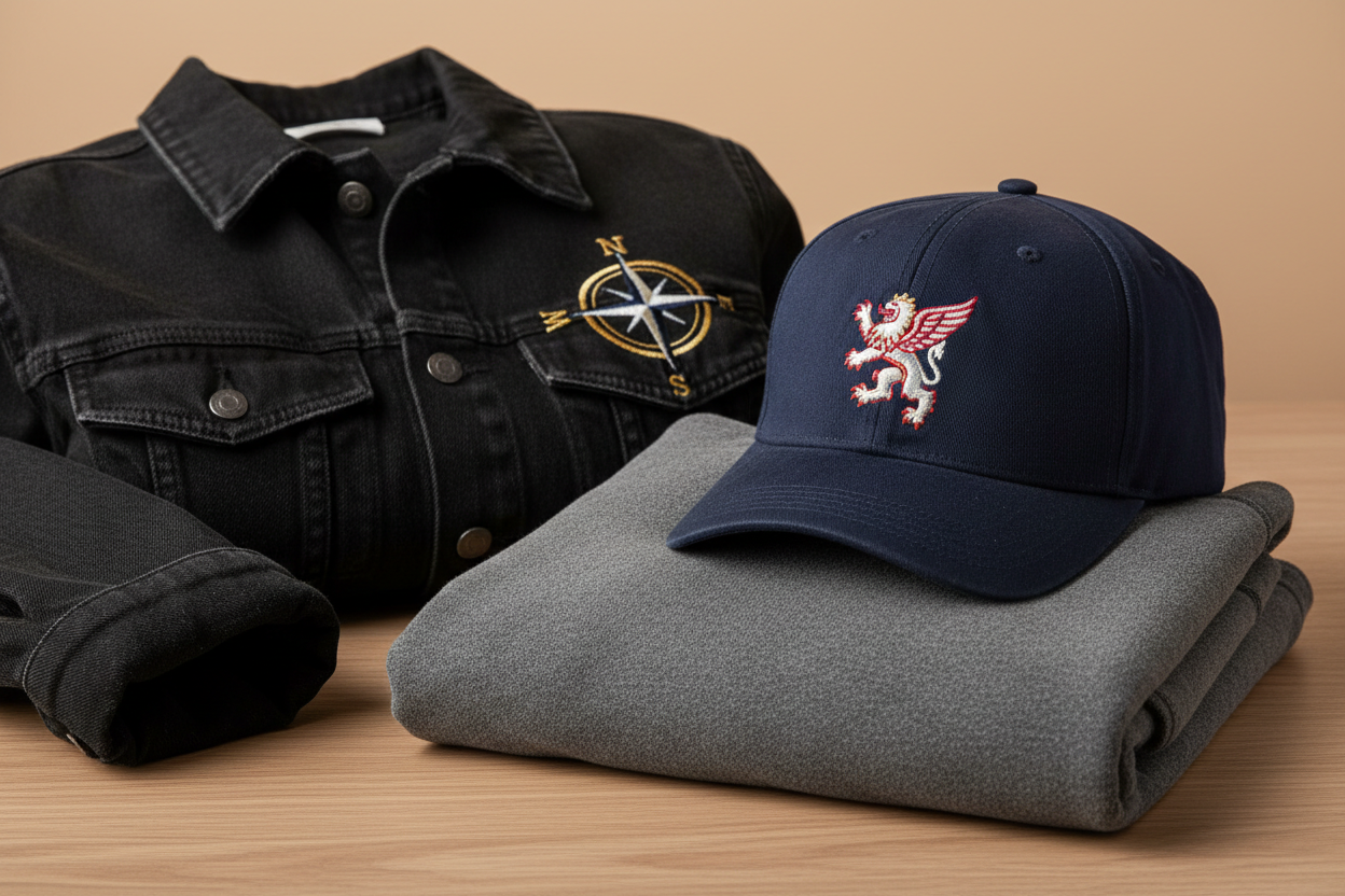 embroidered hats hoodies and jacket